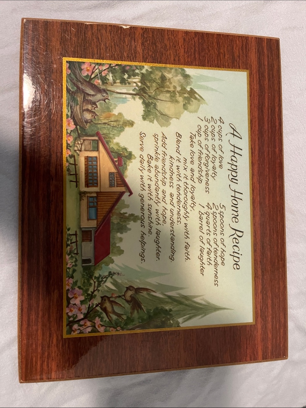 Decorative 'A Happy Home Recipe' Wall Plaque - Brown